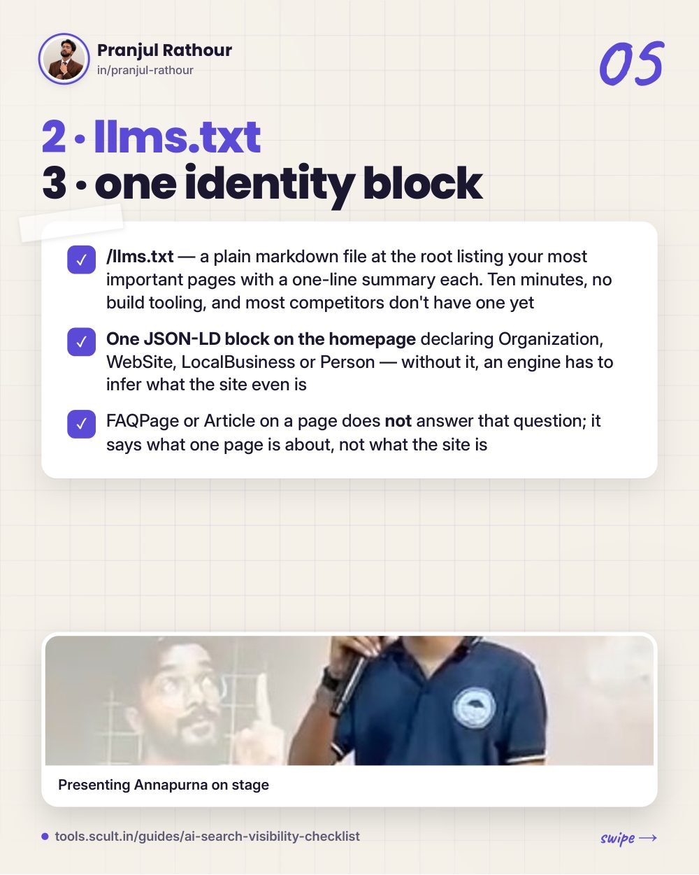 The AI-search visibility checklist, slide 5 of 10