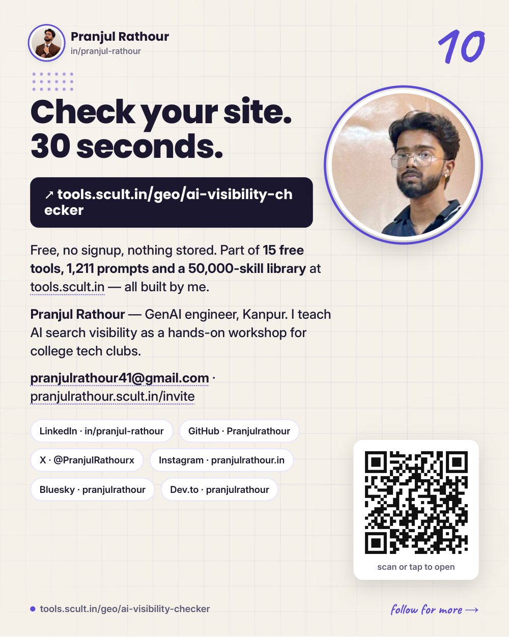 Can ChatGPT even see your website? The AI Visibility Checker I built, slide 10 of 10