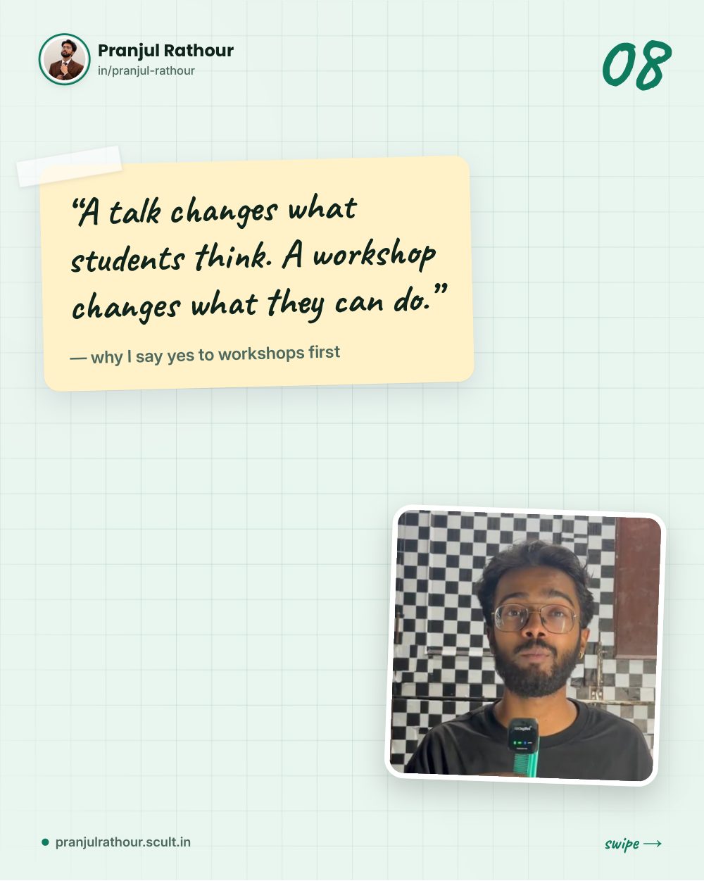 How I structure a free 90-minute campus workshop, slide 8 of 9