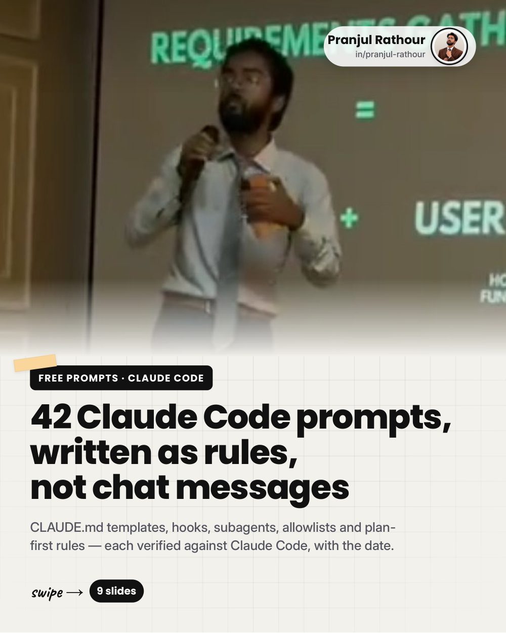 42 verified Claude Code prompts