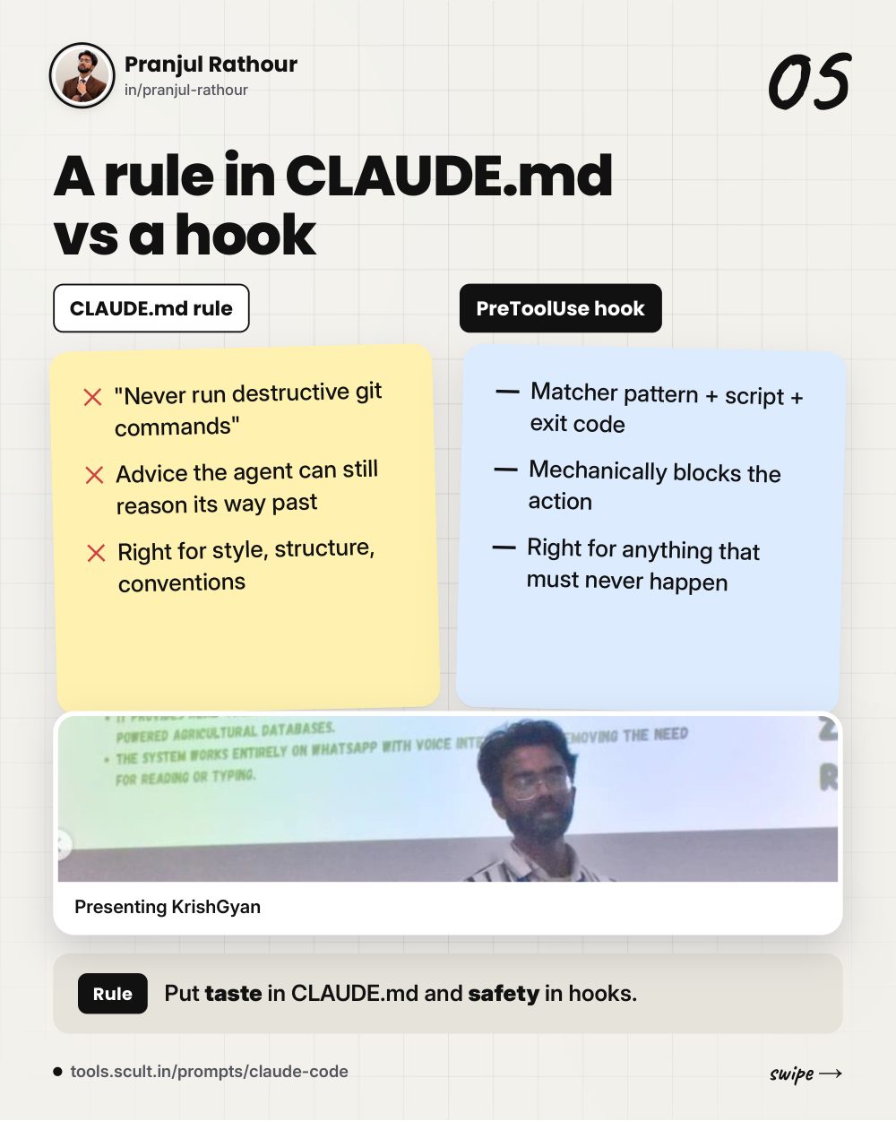 42 verified Claude Code prompts, slide 5 of 9