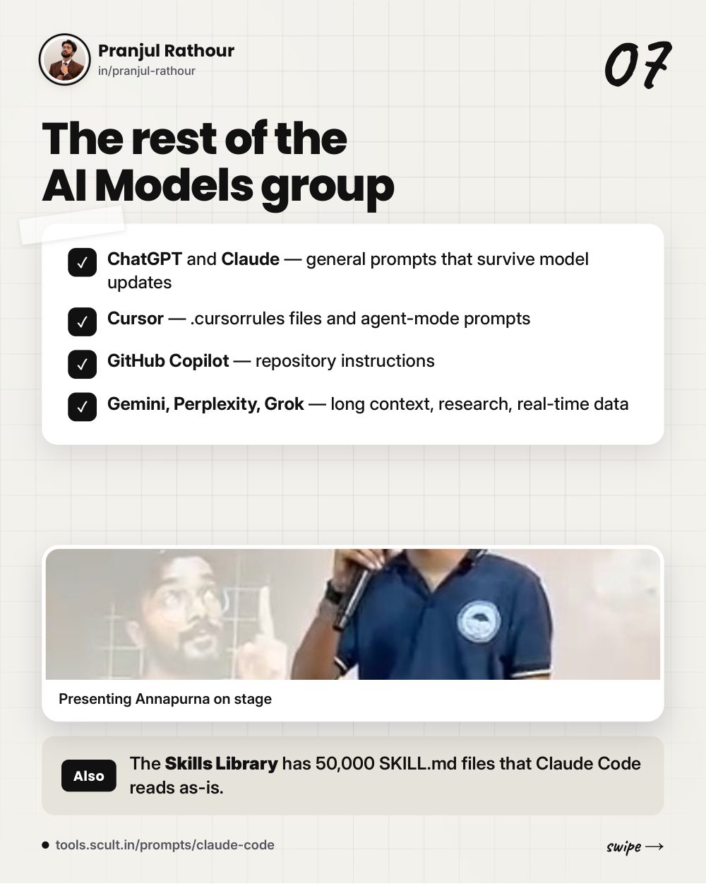 42 verified Claude Code prompts, slide 7 of 9