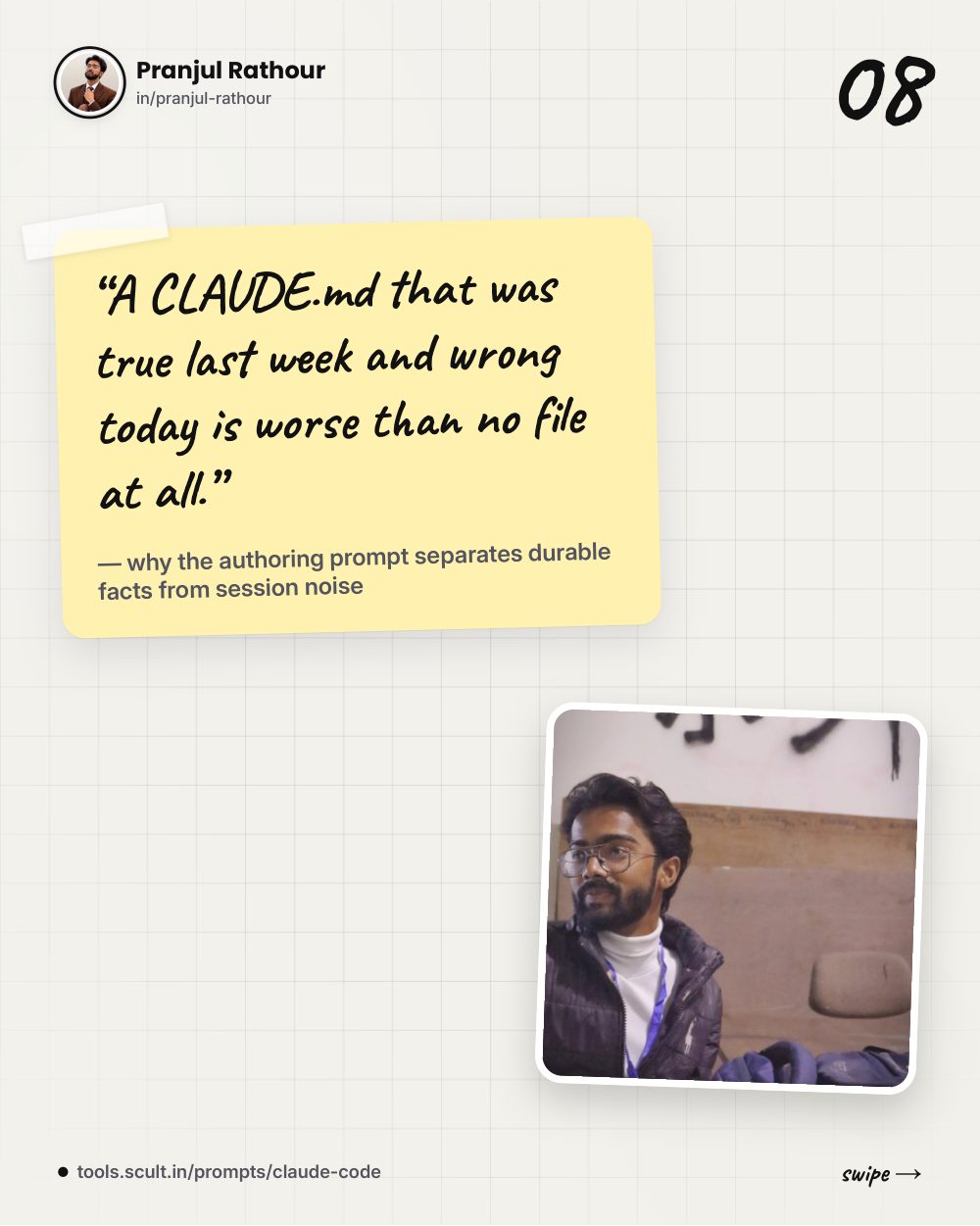42 verified Claude Code prompts, slide 8 of 9