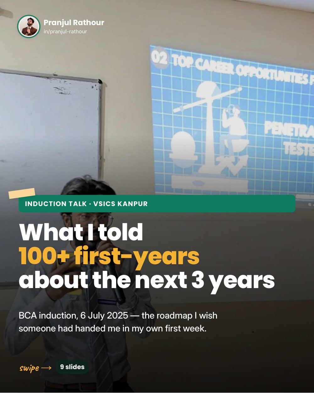 What I told 100+ first-years at the VSICS BCA induction