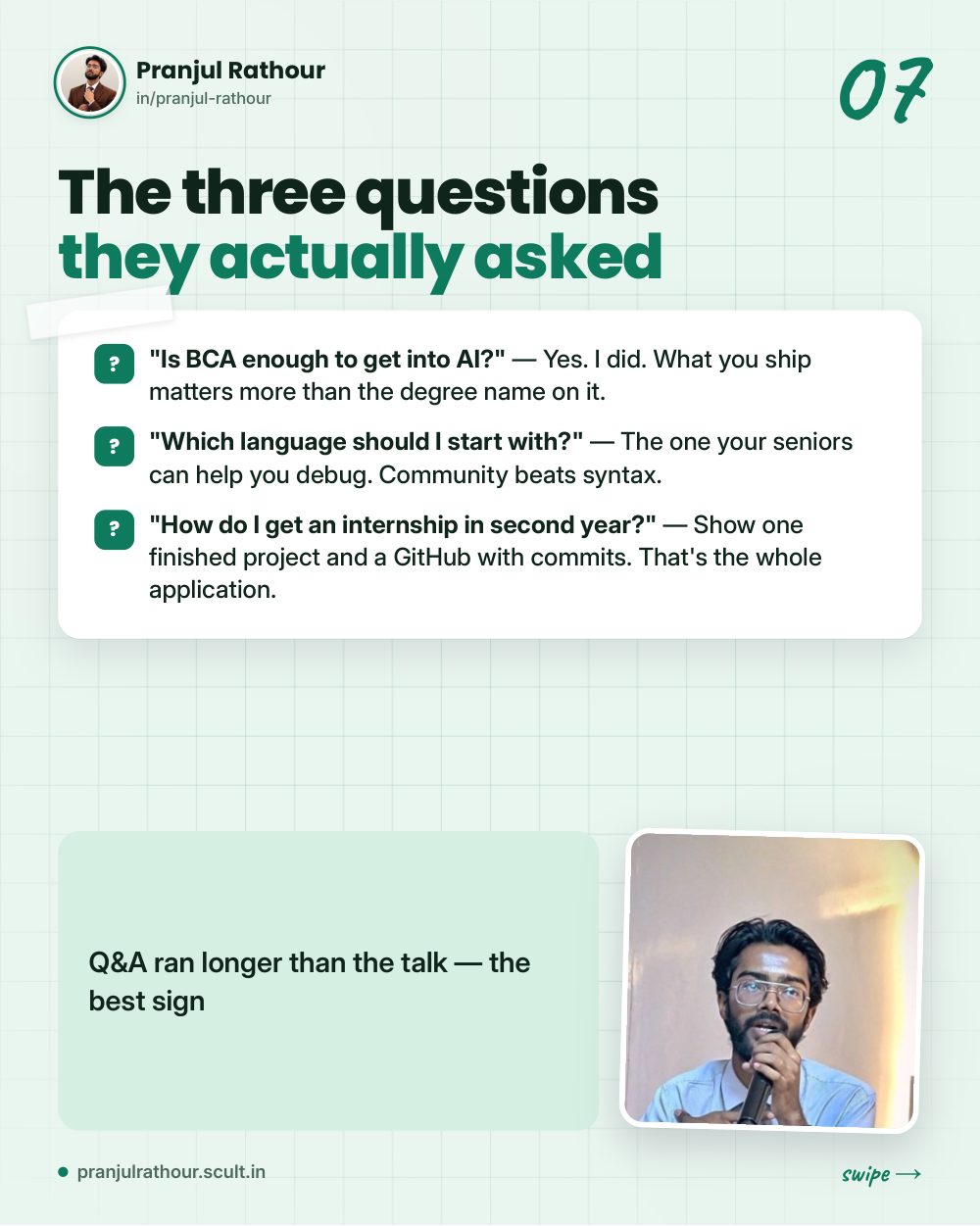What I told 100+ first-years at the VSICS BCA induction, slide 7 of 9