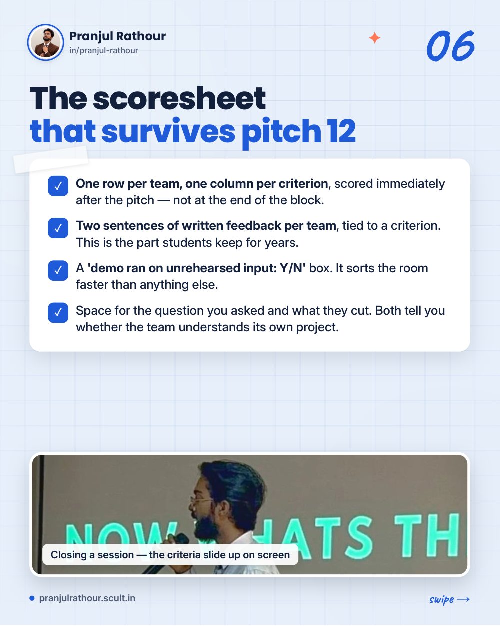 The fifteen-minute judges' briefing every hackathon skips, slide 6 of 10