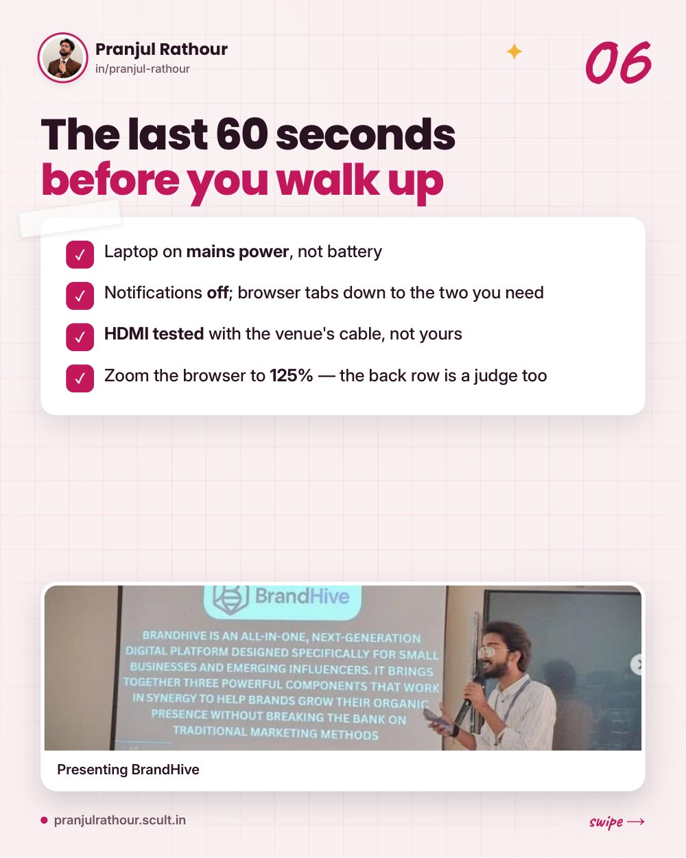 The live-demo checklist, slide 6 of 8