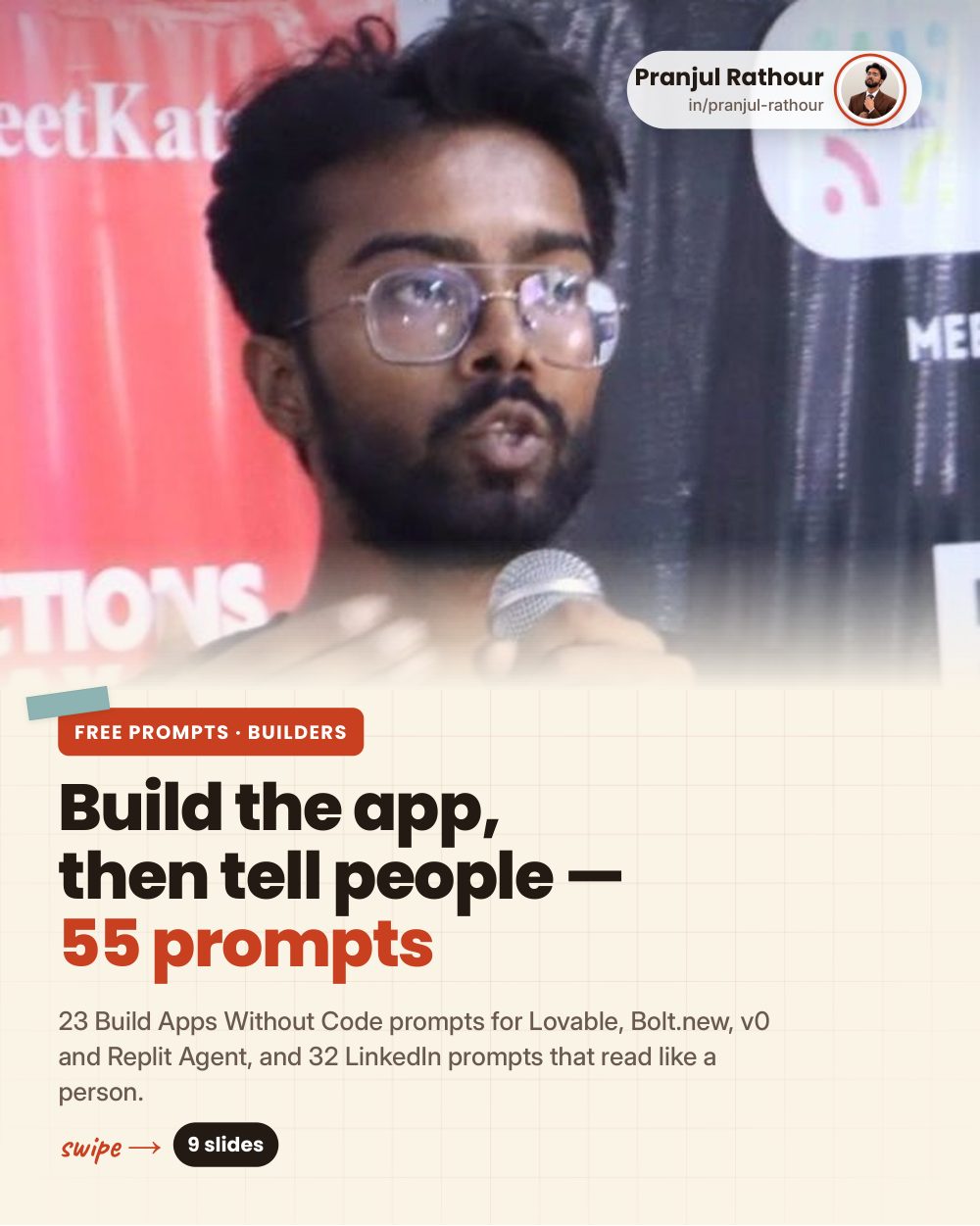 23 no-code app prompts and 32 LinkedIn prompts