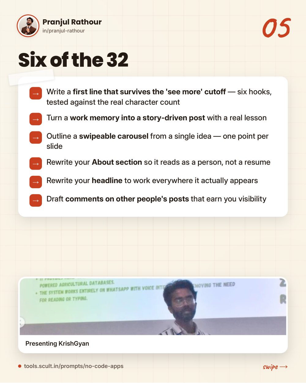 23 no-code app prompts and 32 LinkedIn prompts, slide 5 of 9