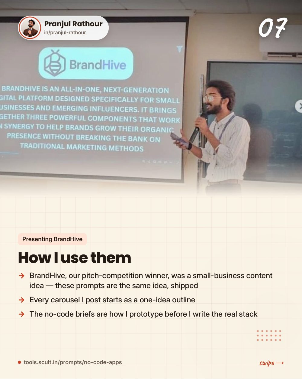 23 no-code app prompts and 32 LinkedIn prompts, slide 7 of 9