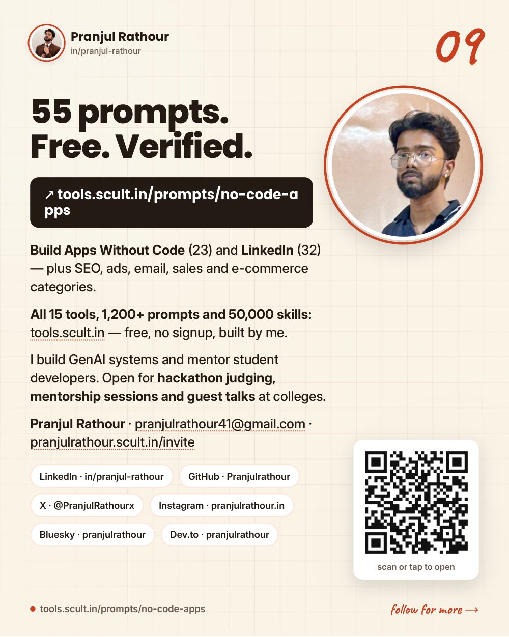23 no-code app prompts and 32 LinkedIn prompts, slide 9 of 9