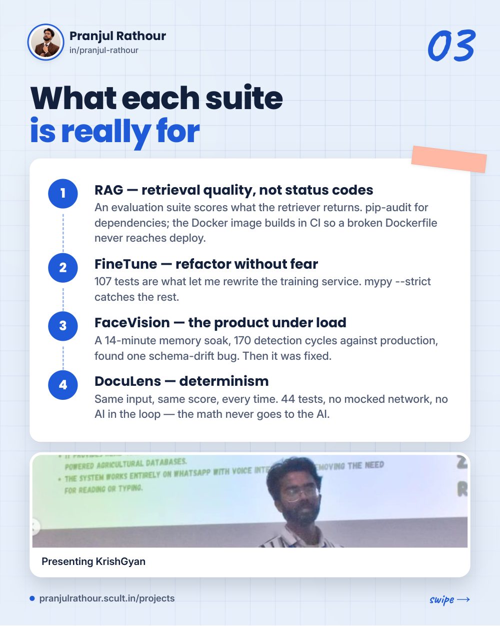 647 tests across five AI apps, slide 3 of 9