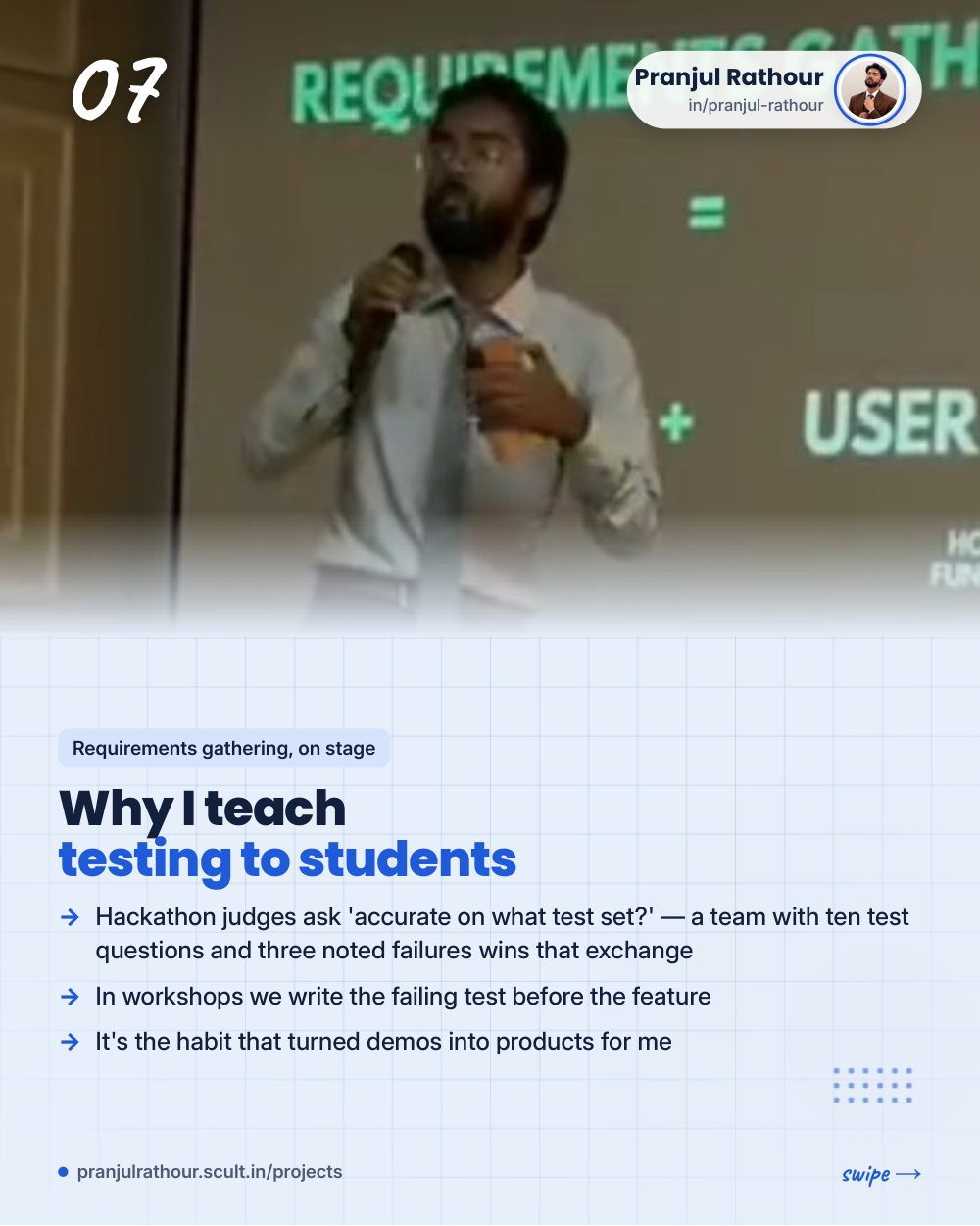 647 tests across five AI apps, slide 7 of 9